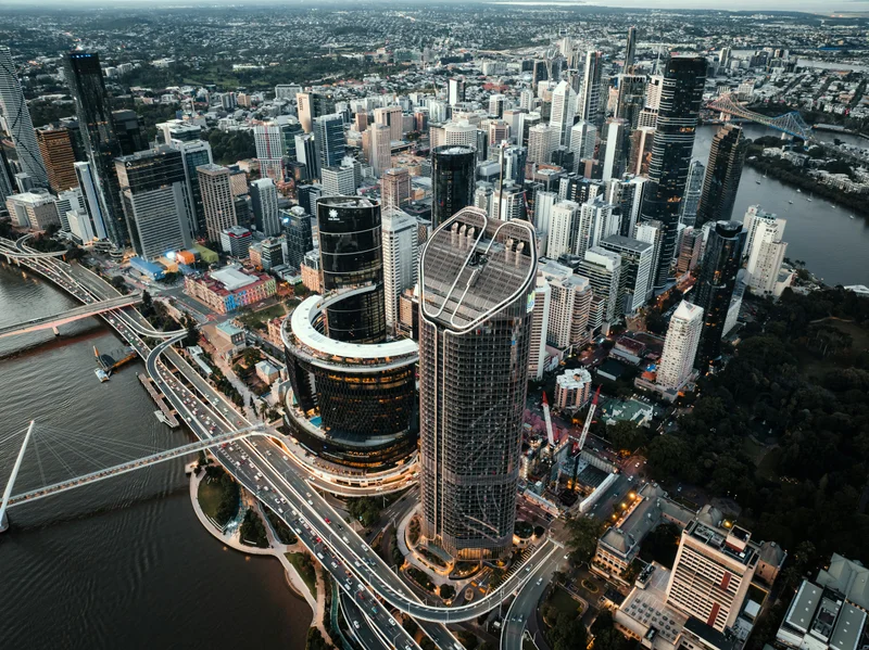 Option D — Brisbane CBD, aerial drone